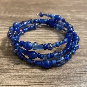 Wire beaded wrap around bracelet